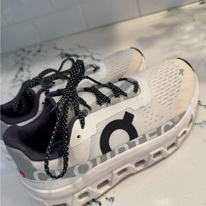 On Running White and Black Sneakers with Chunky Sole